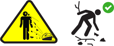 DANGER - AVOID THROWN OBJECT INJURY